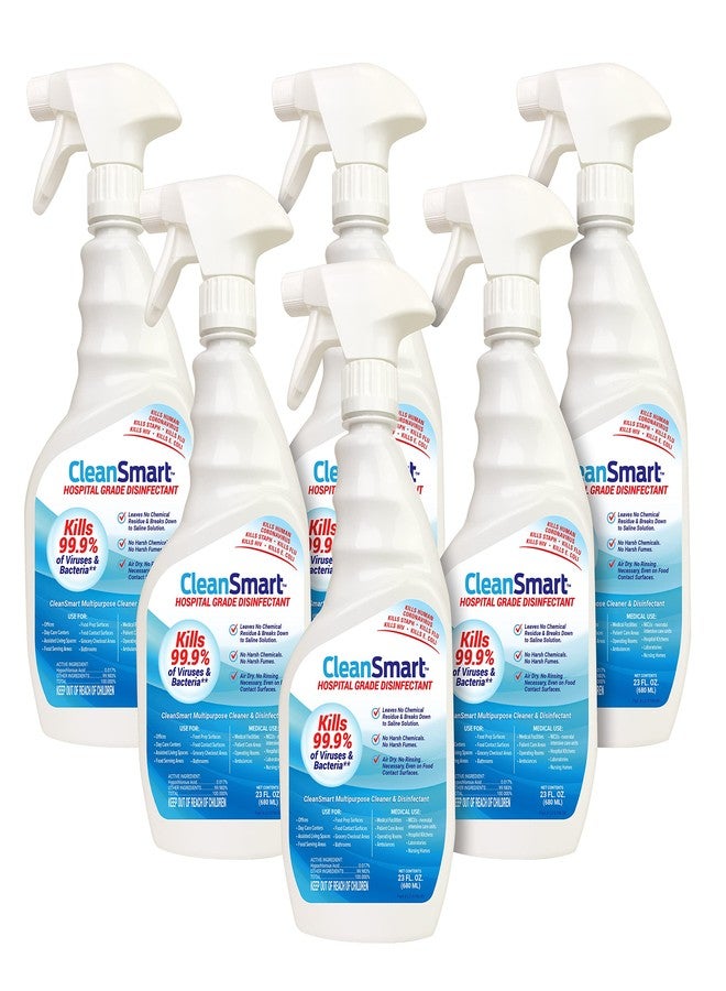 CleanSmart Hospital Grade Disinfectant, Kills 99.9% of Viruses and Bacteria, Hypochlorous Acid Technology, EPA Registered, 23 oz, (Pack of 6) (HOCL) - Image 1
